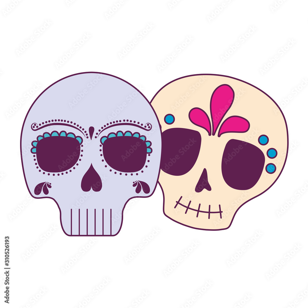 Isolated mexican skulls vector design Isolated mexican skulls vector design