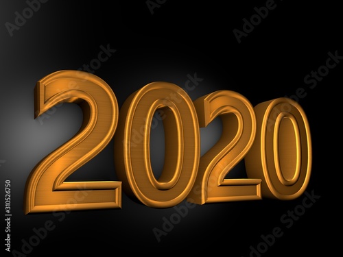 3d illustration of 2020 year background