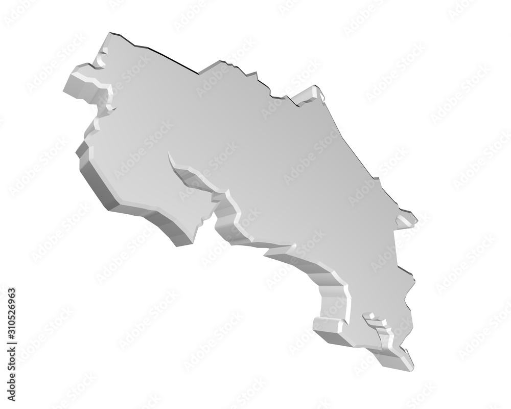 3d illustration of country map of Costa Rica