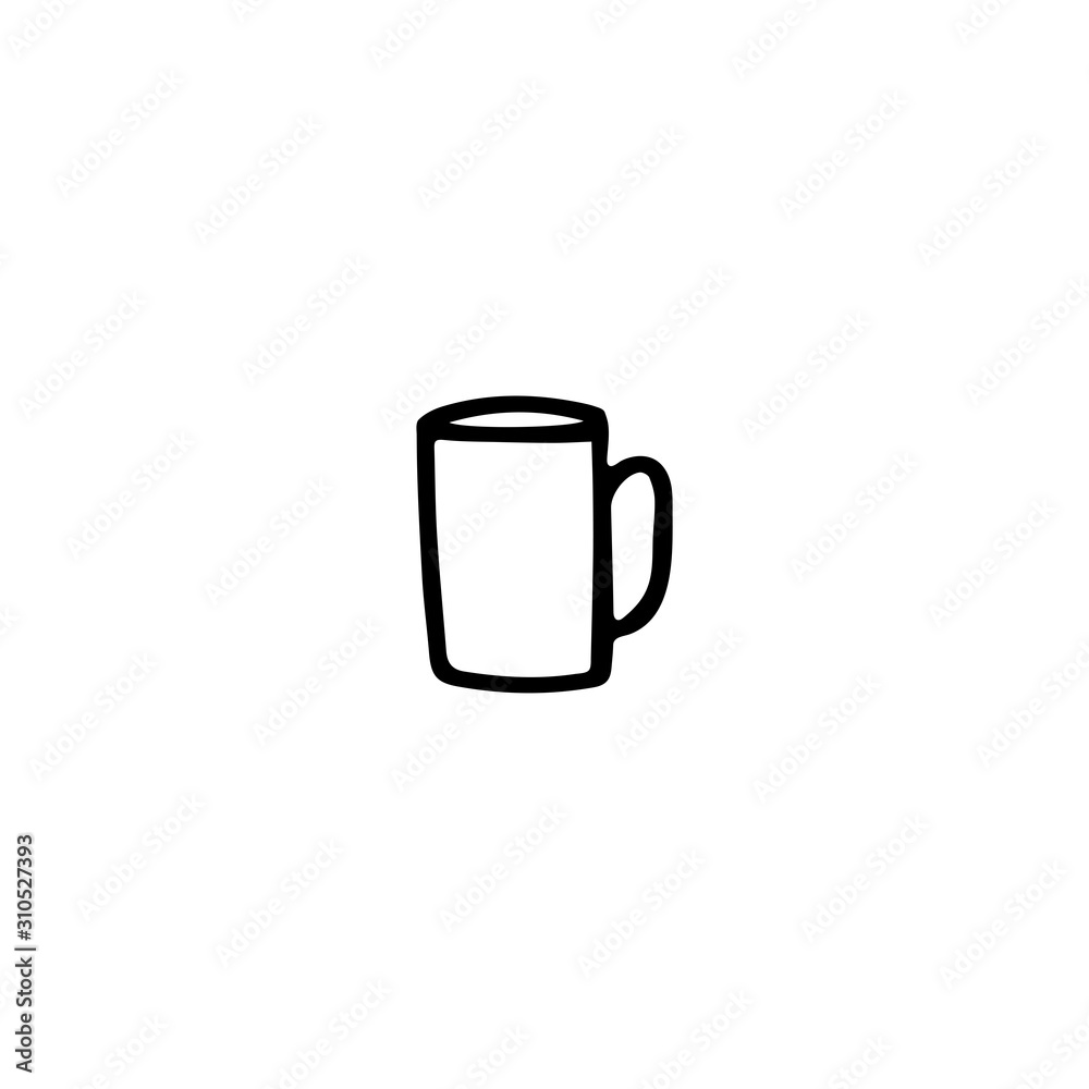 Hand drawn,doodle style flat vector mug icon isolated on a white background. Hand drawn,doodle style flat vector mug icon isolated on a white background.
