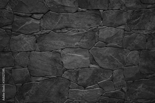 Fotografie, Obraz Black stone wall
