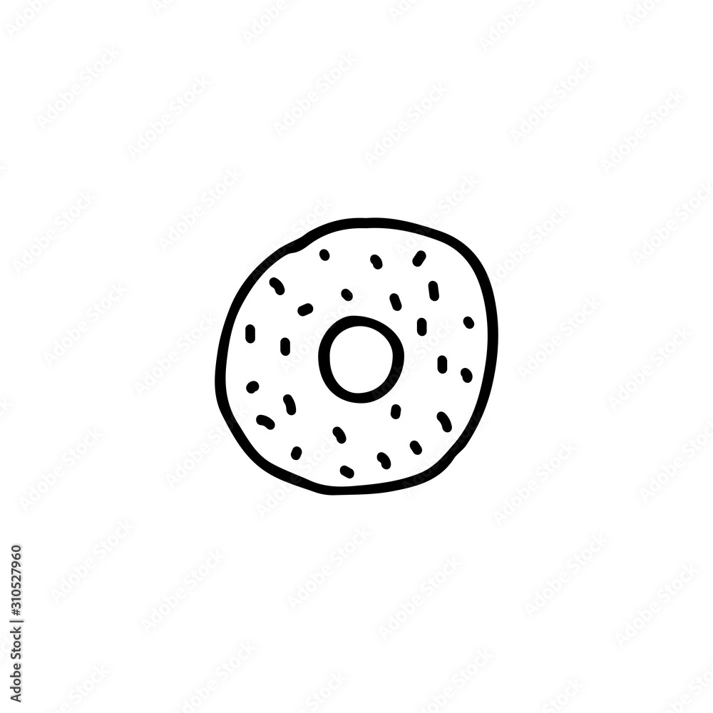 Hand drawn, doodle doughnut vector icon isolated on a white background. Hand drawn, doodle doughnut vector icon isolated on a white background.
