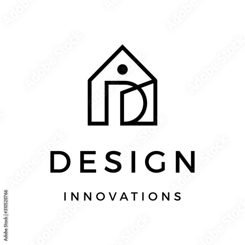 Initial letter D I real estate custom logo typography design inspiration vector icon illustration custom logo design vector