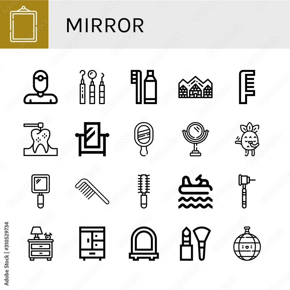 mirror simple icons set - obrazy, fototapety, plakaty 