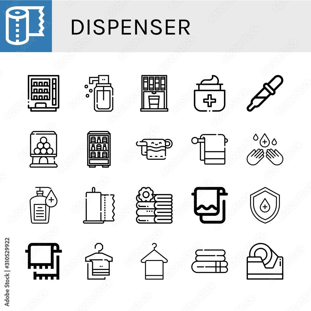 dispenser simple icons set dispenser simple icons set