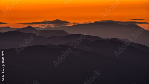 Awesone sunrise in the mountains. Bieszczady, the part of Carpathian Mountains. Poland. © Szymon Bartosz