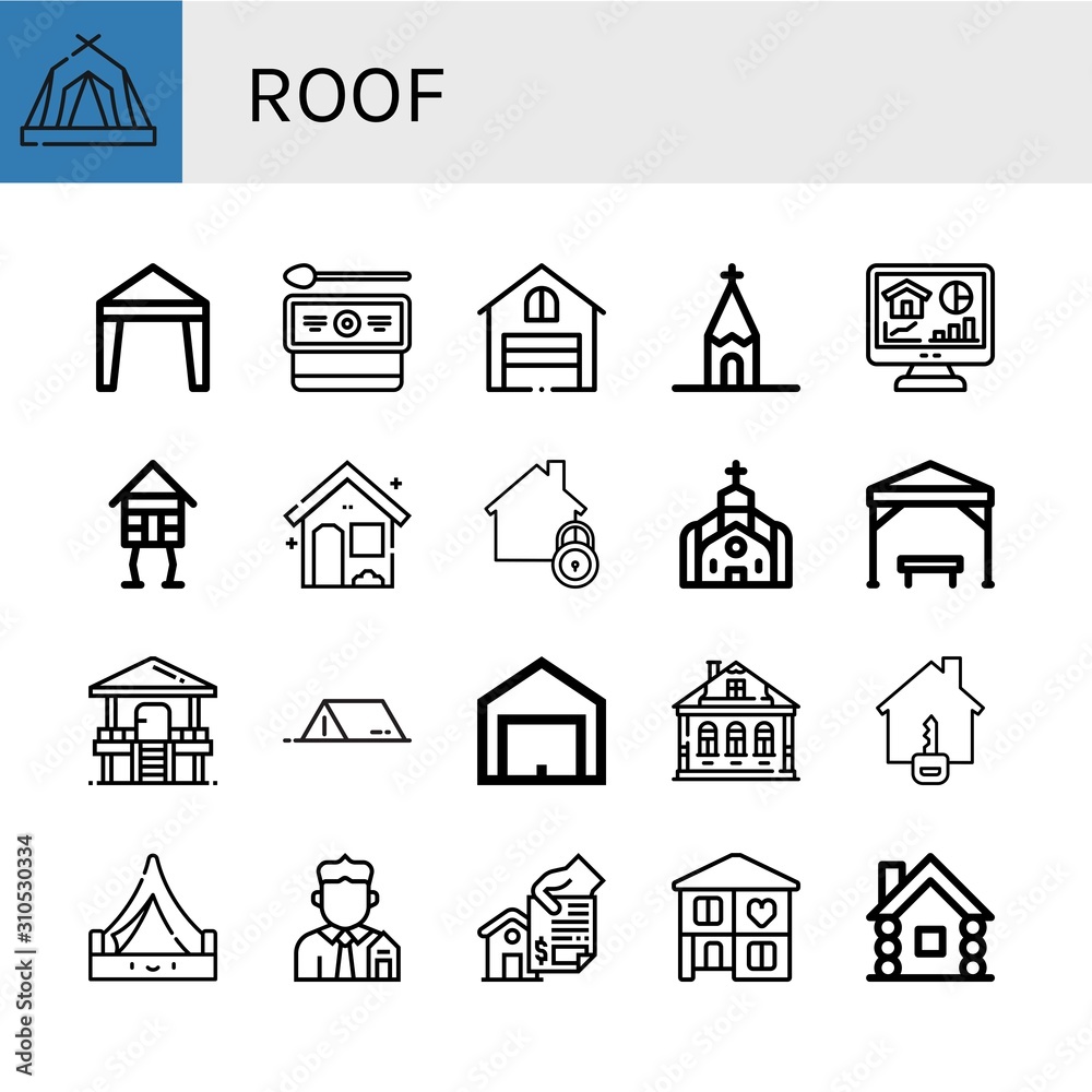 roof simple icons set
