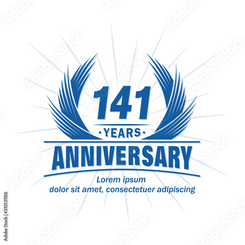 141 years logo design template. 141st anniversary vector and illustration.
