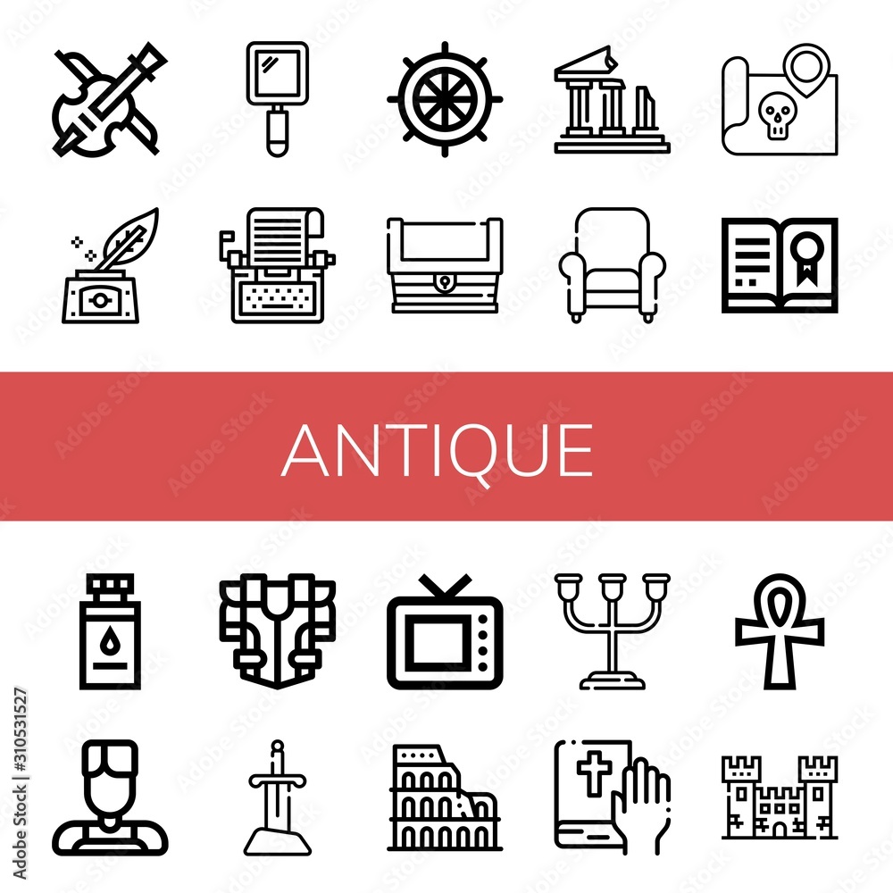 antique simple icons set
