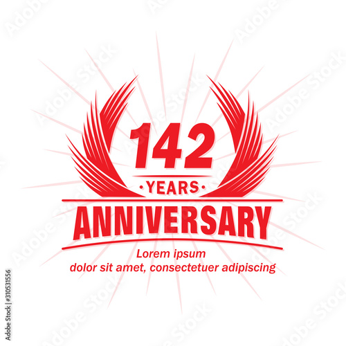 142 years logo design template. 142nd anniversary vector and illustration.