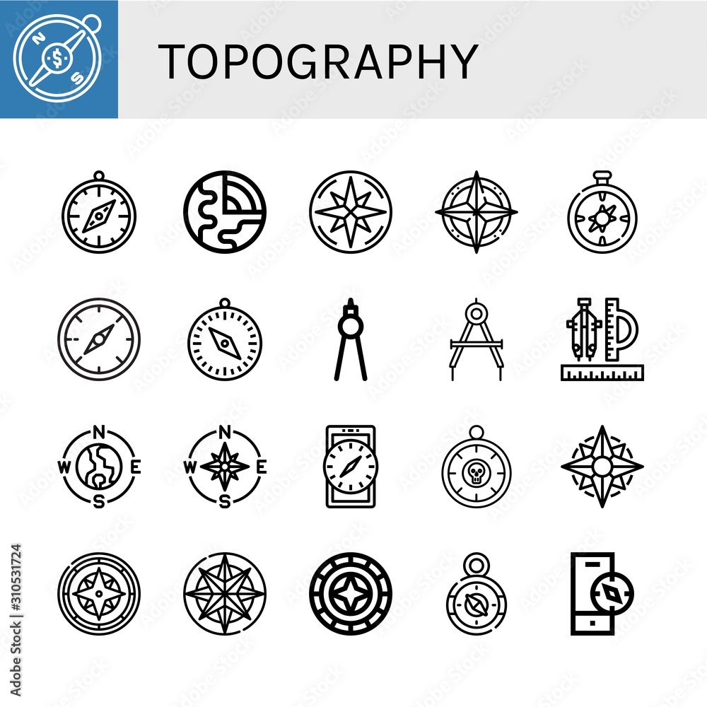 topography icon set