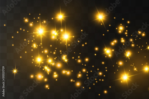 Fototapeta Naklejka Na Ścianę i Meble -  Yellow sparks, stars 