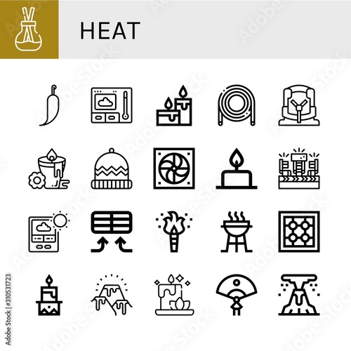 heat simple icons set