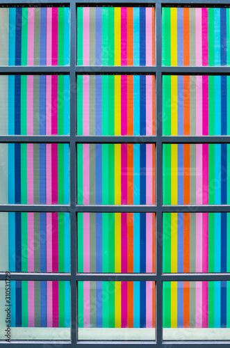 Multi-colored screen of colored ribbons in window