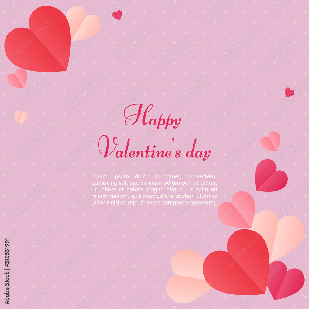 Vector shape confetti splash. Valentine's Day background congratulation card. Heart form of a lot of small hearts on a white background