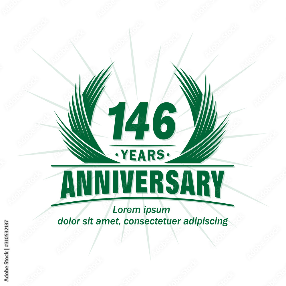 146 years logo design template. 146th anniversary vector and illustration. 146 years logo design template. 146th anniversary vector and illustration.