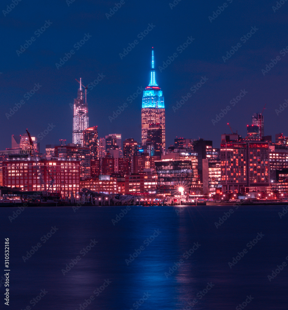 night city usa new york blue sky skyline building cityscape dowtown manhattan skyscraper