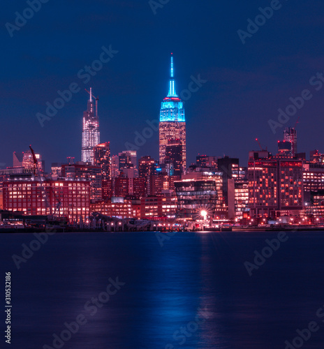 night city usa new york blue sky skyline building cityscape dowtown manhattan skyscraper © Alberto GV PHOTOGRAP