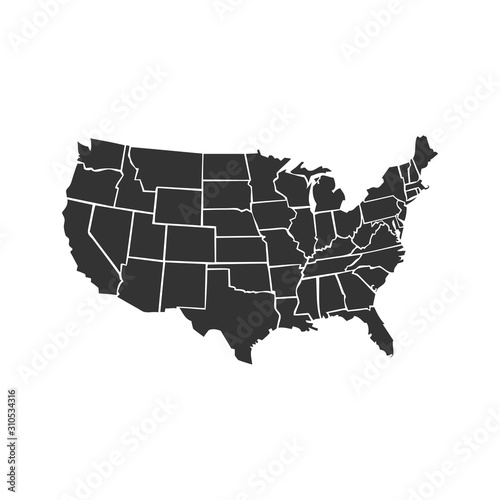 USA map with states vector illustration on white background