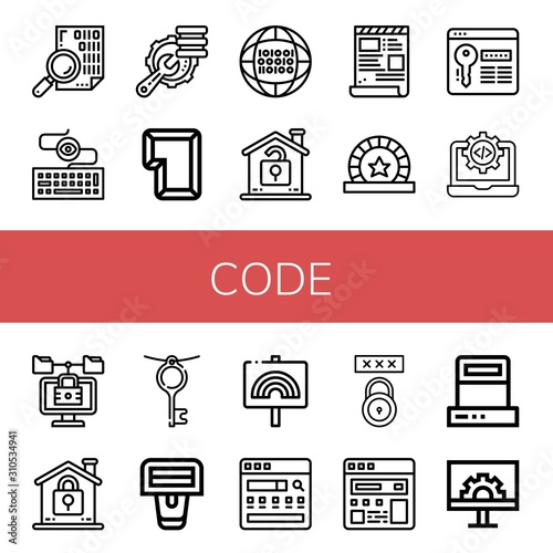 code simple icons set
