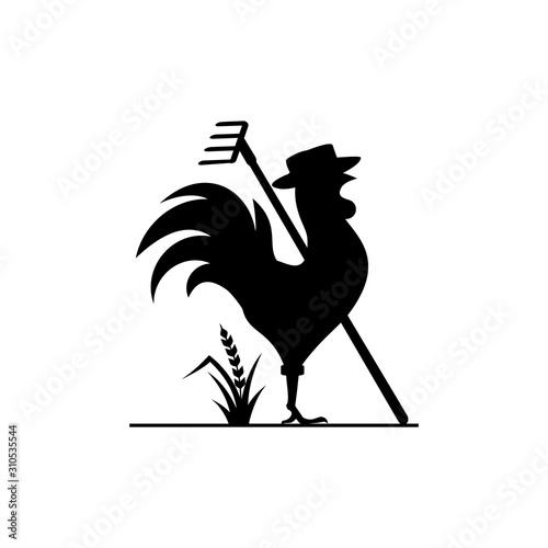 farmer chickens logo vector template