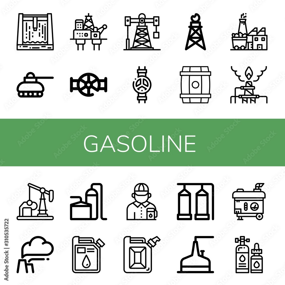 gasoline simple icons set