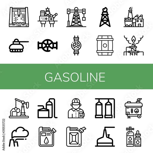 gasoline simple icons set