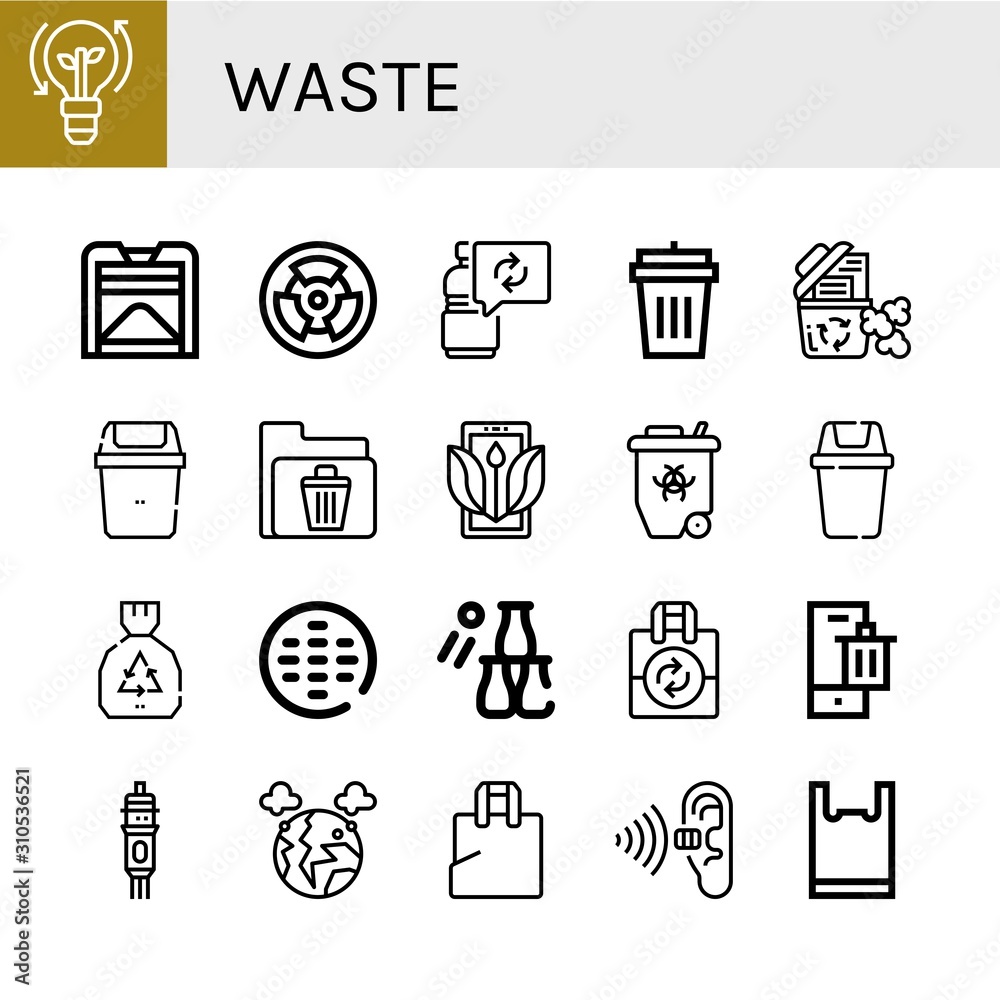 waste simple icons set waste simple icons set