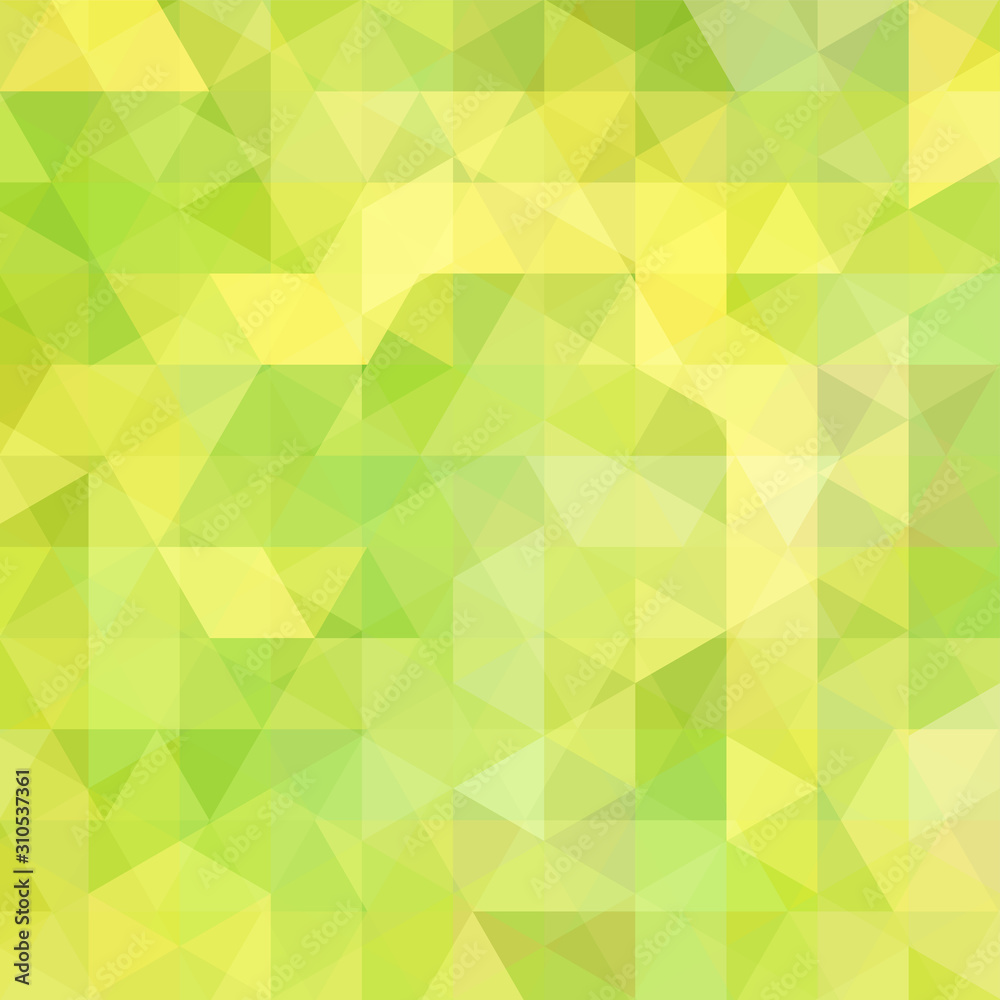 Geometric pattern, triangles vector background in yellow, green tones. Illustration pattern
