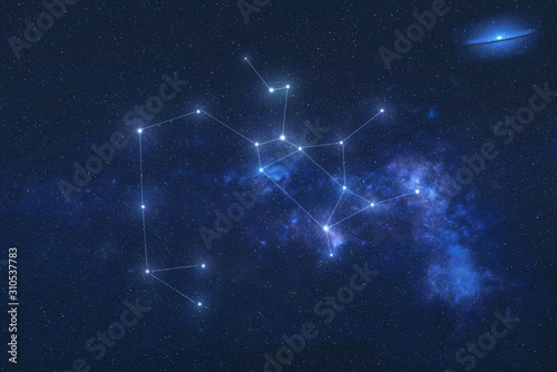 Sagittarius Constellation stars in outer space. Zodiac Sign Sagittarius constellation lines. Elements of this image were furnished by NASA  photo