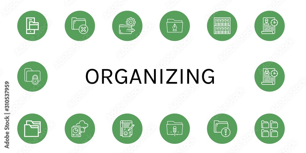 organizing simple icons set organizing simple icons set