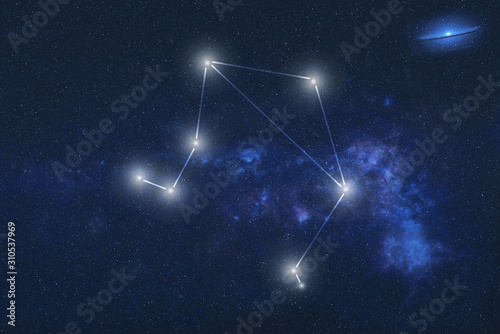 Libra Constellation stars in outer space. Zodiac Sign Aquarius constellation lines. Elements of this image were furnished by NASA 