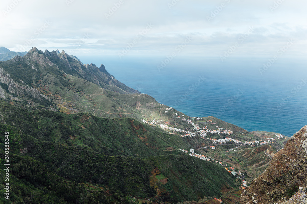 Small settlements between the mountain peaks on the Spanish island of Tenerife