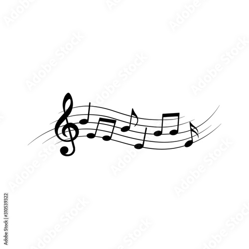 Music notes  isolated on white background  vector illustration.