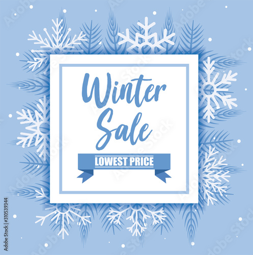 Winter sale with snowflakes vector design