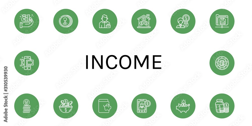 Set of income icons Set of income icons