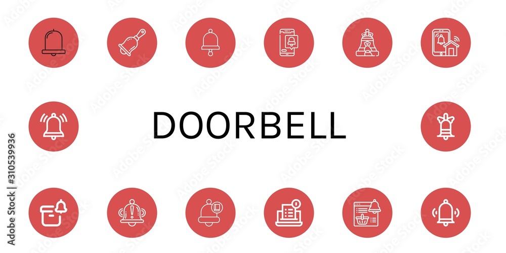 doorbell simple icons set doorbell simple icons set