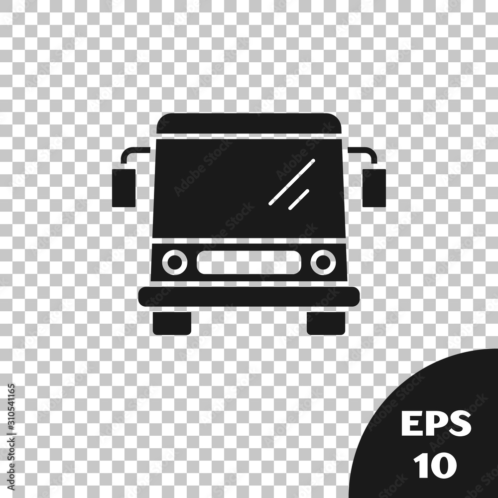 Black Bus icon isolated on transparent background. Transportation