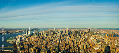 Elevated panorama view of the skyline of Manhattan in New York City looking to the North. © Jason Yoder