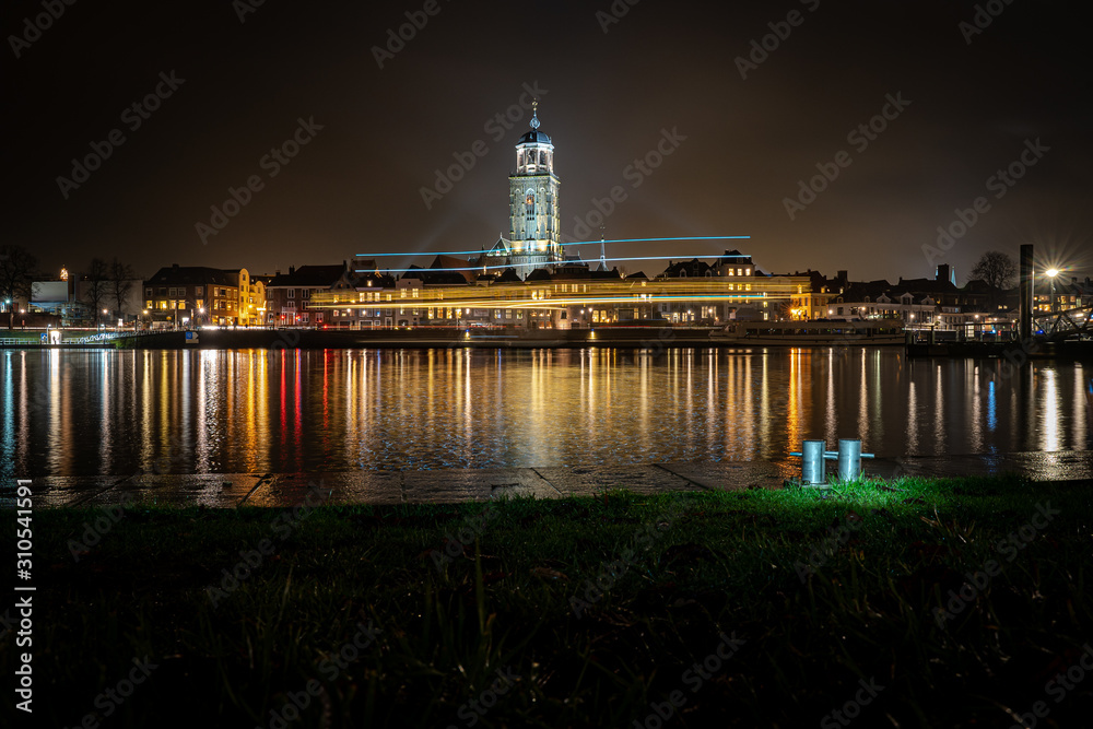 Deventer, the Netherlands, Dutch city at night, Overijssel