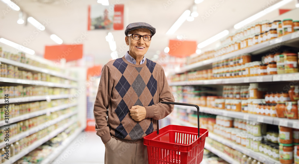 Senior with a shopping basket