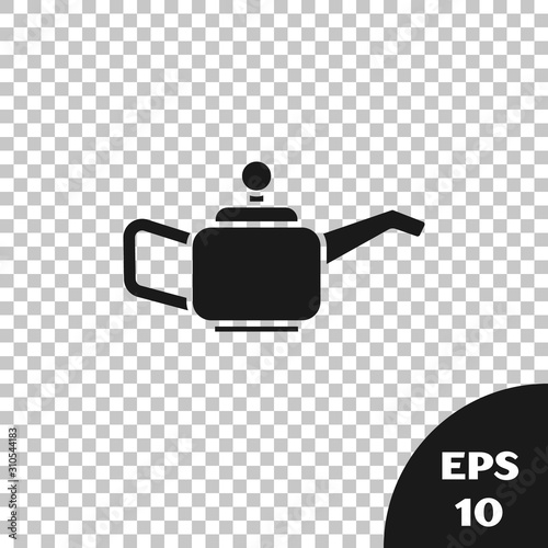 Black Canister for motor machine oil icon isolated on transparent background. Oil gallon. Oil change service and repair. Vector Illustration