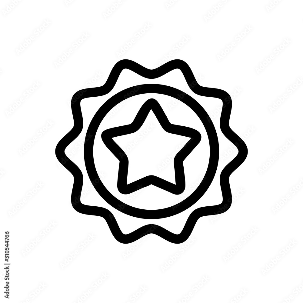 Star quality icon vector. A thin line sign. Isolated contour symbol illustration