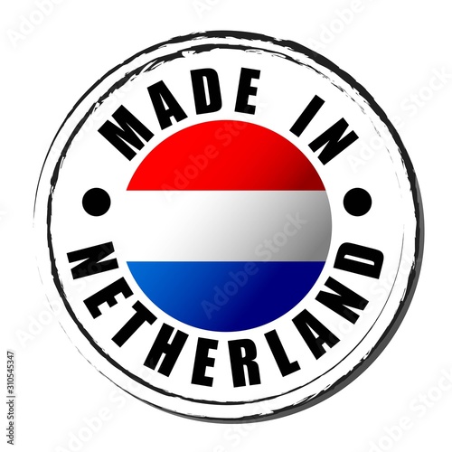Made in Netherland coloring the flag. Symbol. Seal.