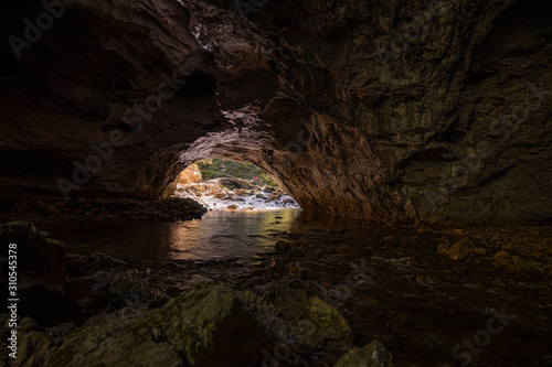 A photo of an underground river or stream in Rakov Skocjan Karst area, Cerknica, Slovenia.