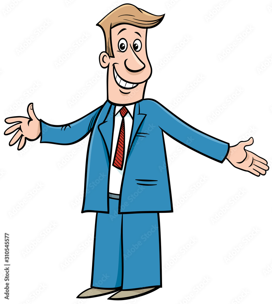 happy cartoon businessman with open arms happy cartoon businessman with open arms