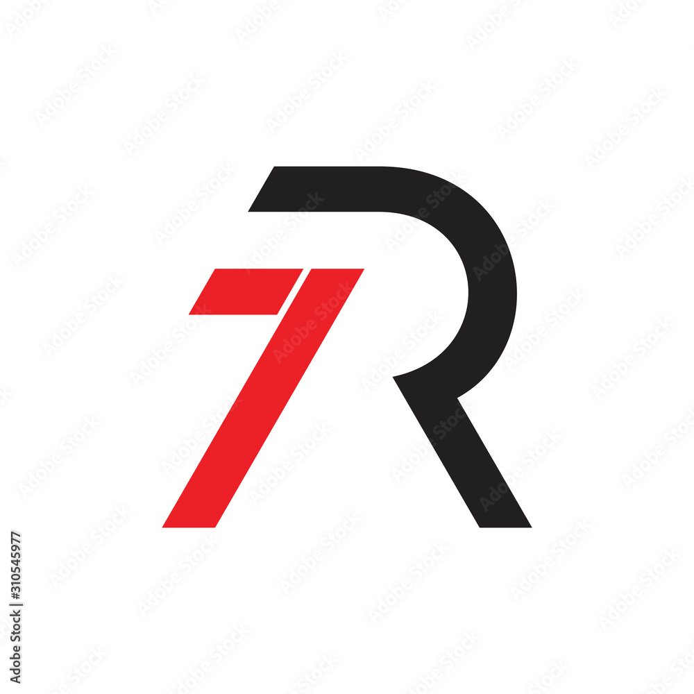 letter 7r simple geometric logo vector letter 7r simple geometric logo vector