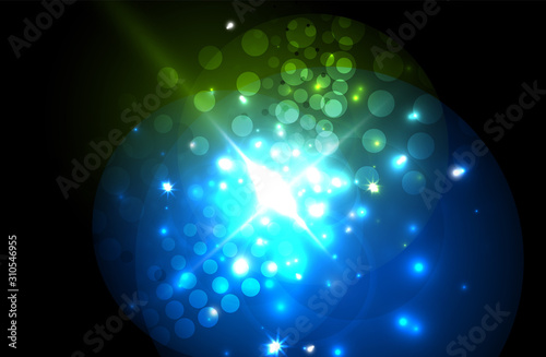 Abstract blue neon star background for celebration design. Luxury festive background.