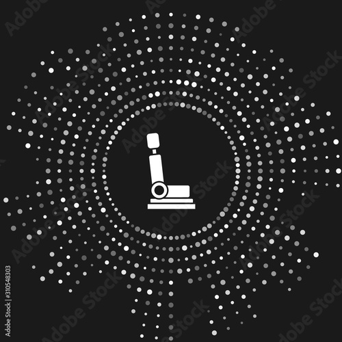 White Car seat icon isolated on grey background. Car armchair. Abstract circle random dots. Vector Illustration