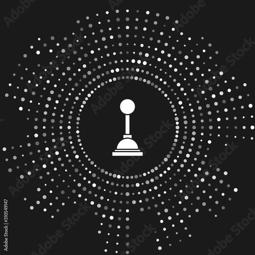 White Gear shifter icon isolated on grey background. Manual transmission icon. Abstract circle random dots. Vector Illustration